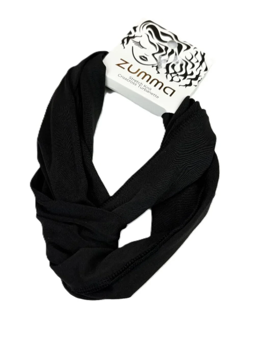 Zumma Black Stretch Knit Crisscross Turbanette Headband